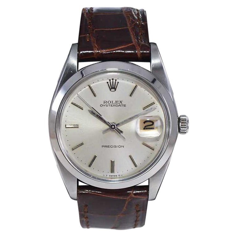 Rolex Stainless Steel Classic Oysterdate with Original Dial from 1968 For Sale