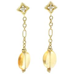 David Yurman Citrine Diamond Gold Earrings