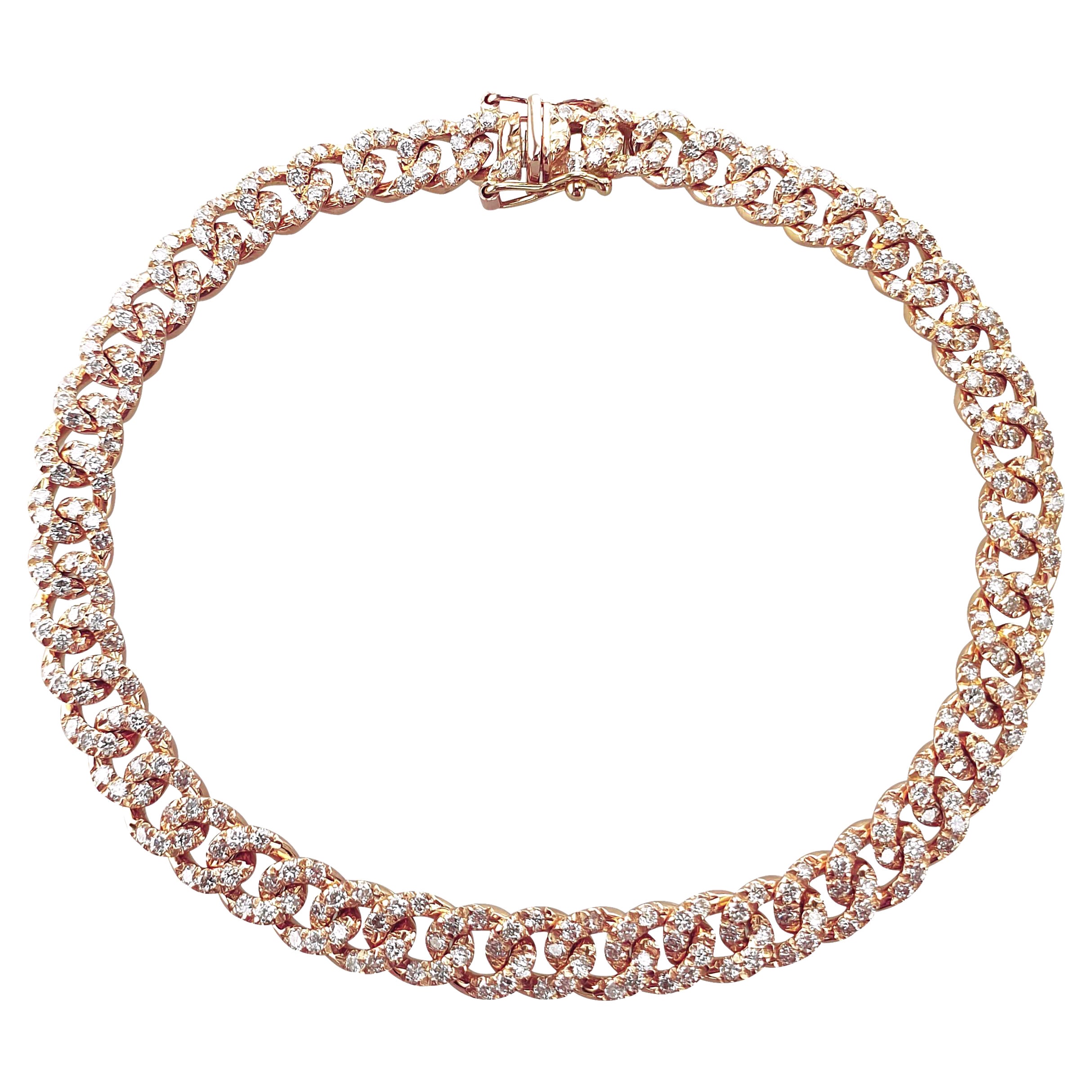 Bracelet tennis unisexe en or rose 18 carats et diamants 2,61 carats en vente