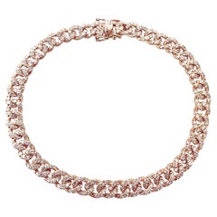 Used 2.61 Carat Diamond 18Kt Rose Gold Unisex Groumette Tennis Bracelet