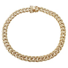 Bracelet tennis unisexe en or jaune 18 carats avec pavé de diamants de 2,31 carats