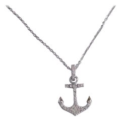 14k Gold Diamond Anchor Necklace Nautical Necklace Marine Necklace