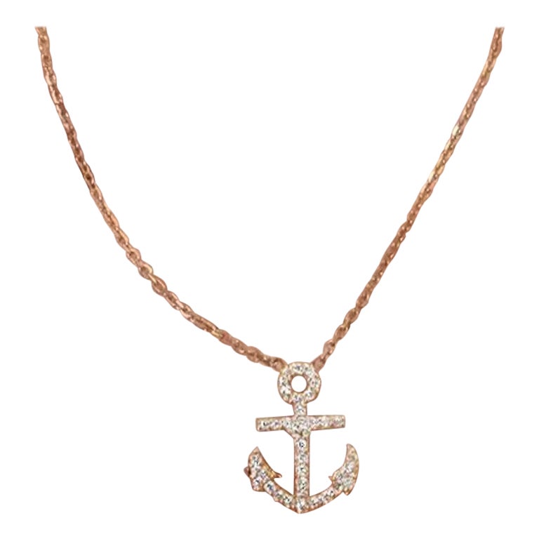 Diamond Anchor Necklace is made of 18k solid gold available in three colors, White Gold / Rose Gold / Yellow Gold.

Sea Life Lucky Anchor Necklace with natural diamond. This Modern minimalist necklace is a perfect gift for loved once and perfect to