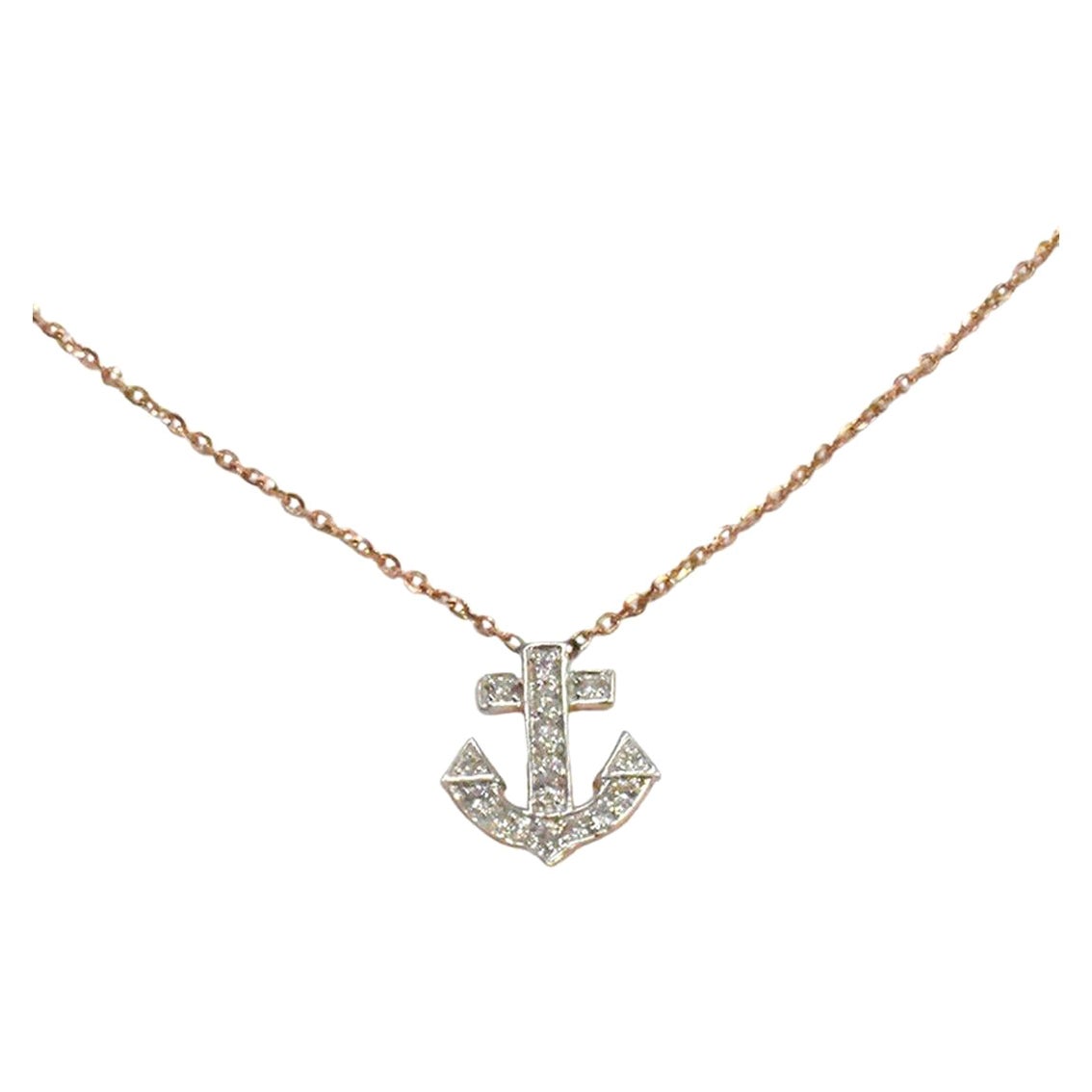 Diamond Anchor Pendant Necklace is made of 18k solid gold.
Available in three colors of gold: White Gold / Rose Gold / Yellow Gold.

Lightweight and gorgeous natural genuine round cut diamond. Each diamond is hand selected by me to ensure quality