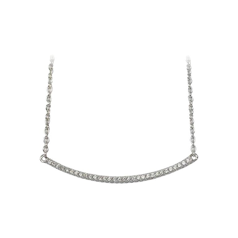 14k Gold Diamond Bar Necklace Curved Bar Necklace Bridal Necklace For Sale