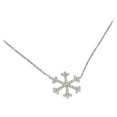 18k Gold Diamond Snowflake Necklace Winter Snowflake Christmas Gift