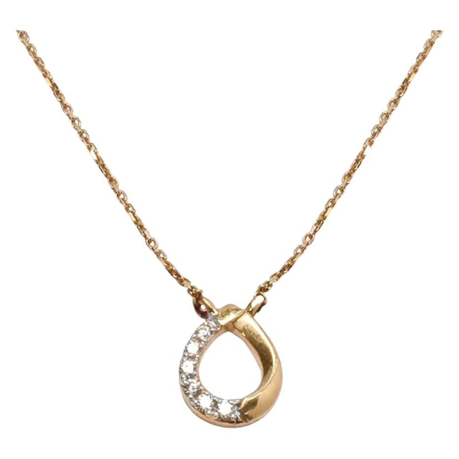 18 Karat Gold Dainty Tropfen-Halskette mit Diamant-Cluster-Halskette im Angebot