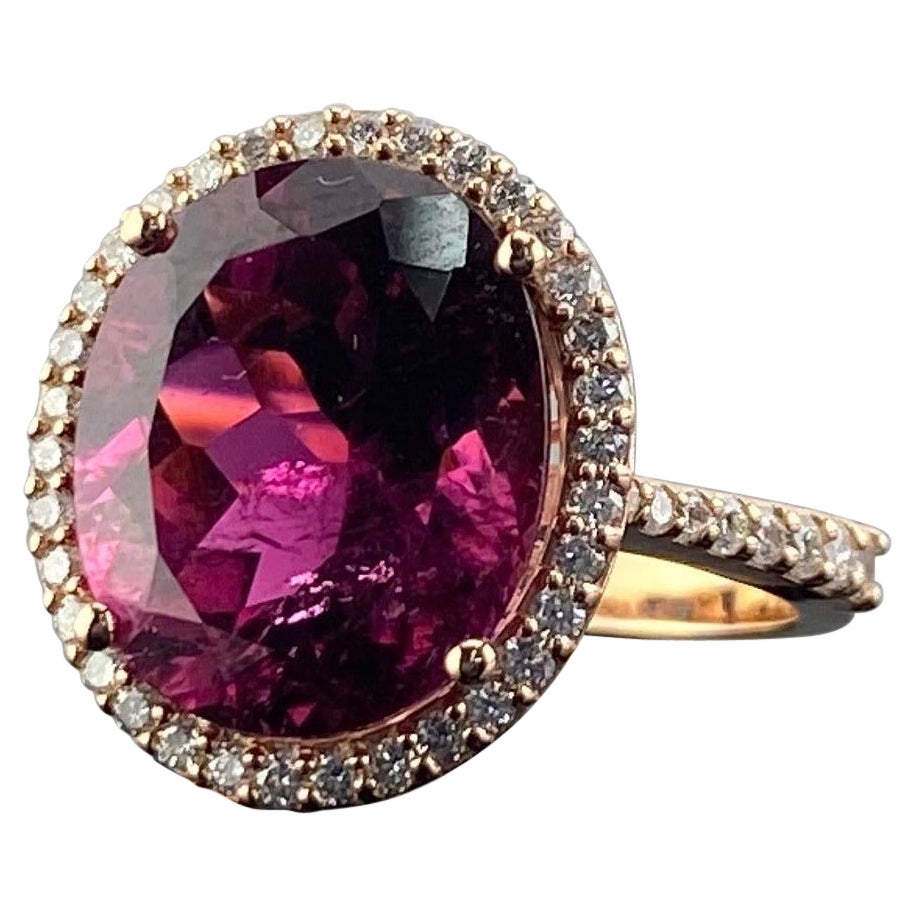 Certified 7.95 Carat Tourmaline and Diamond Cocktail Engagement Ring For Sale