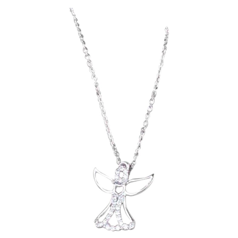 18 Karat Diamant-Halskette mit Engelsflügel-Halskette, Guardian Angel