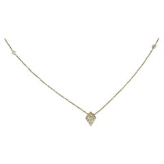 18k Solid Gold Minimalist Diamond Charm Necklace Arrow Charm Necklace