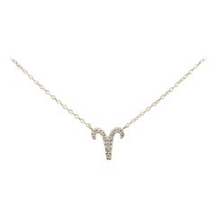 18k Solid Gold Diamond Necklace Aries Zodiac Sign Zodiac Jewelry Gift for Aries
