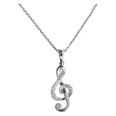 18k Gold Diamond Music Note Necklace Treble Clef Necklace Musical Jewelry