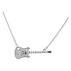 18k Gold Diamond Guitar Necklace Music Lover Gift Musical Jewelry