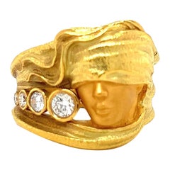 Carrera & Carrera 18 Kt Yellow Gold Mermaid Ring with 0.26 Cts Diamonds