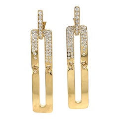 18 Karat Yellow Gold Floating Diamond Drop Earrings 1.80 Carats 21.8 Grams Italy
