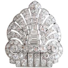 1920s Bernard Blechmann French Art Deco Diamond Platinum Clip