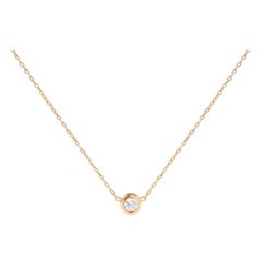 18k Gold 0.20 Carat Diamond Solitaire Necklace in Bezel Setting