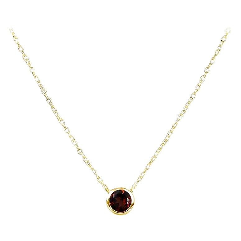 14k Gold 5 mm Solitaire Gemstone Necklace Birthstone Necklace Gemstone Options
