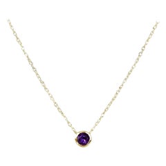 14k Gold 4 mm Solitaire Gemstone Necklace Birthstone Necklace Gemstone Options