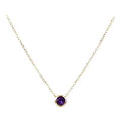 10k Gold 4 mm Solitaire Gemstone Necklace Birthstone Necklace Gemstone Options