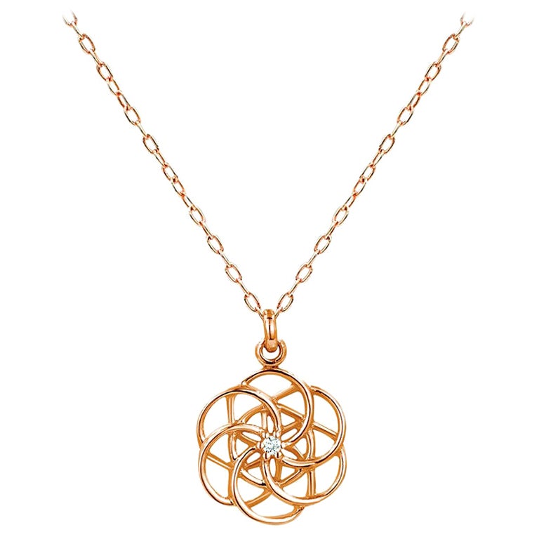 14k Gold Seed of Life Pendent Flower of Life Pendant Spiritual Necklace For Sale