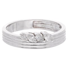 0.26 Carat SI Clarity HI Color Pear Diamond Multi Band Ring 18 Karat White Gold