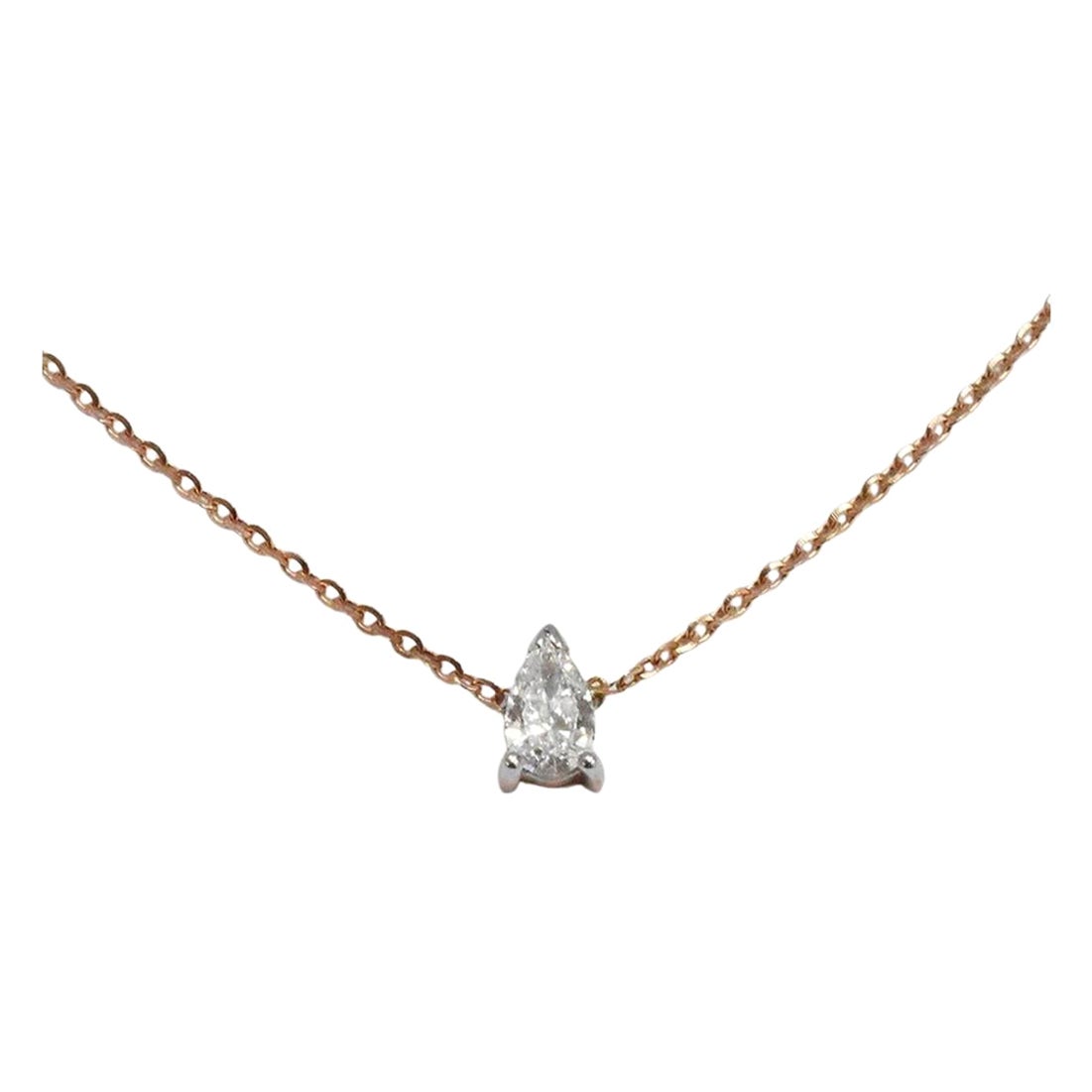Pear Shaped Diamond Necklace made of 14k solid gold available in three colors, Rose Gold / White Gold / Yellow Gold.

Natural genuine round cut diamond each diamond is hand selected by me to ensure quality and set by a master setter in our studio.