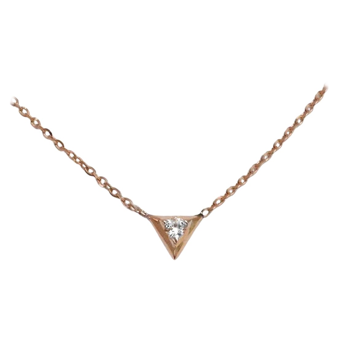 18k Gold Diamond Solitaire Necklace Layering Necklace Bridesmaid Gift For Sale