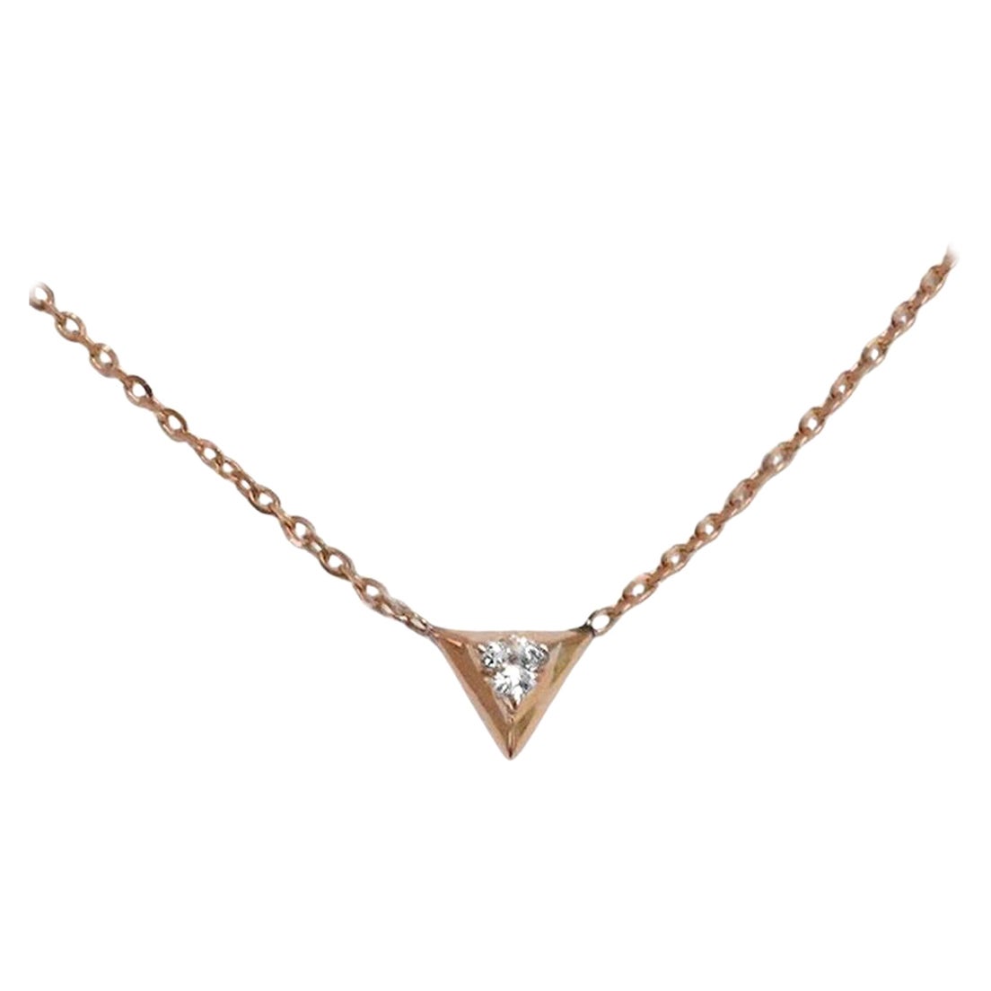 14k Gold Diamond Solitaire Necklace Layering Necklace Bridesmaid Gift For Sale