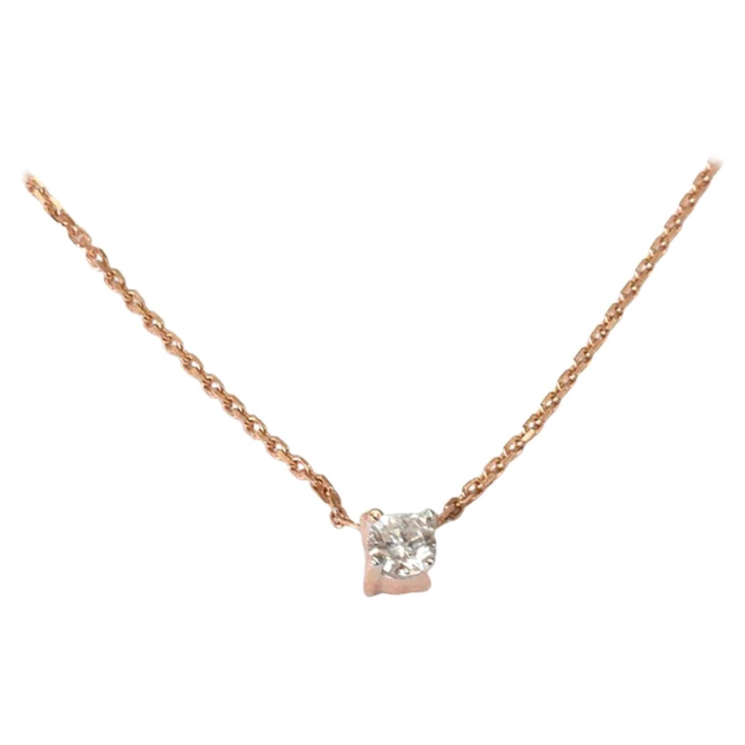 14k Gold Brilliant Cut Round Solitaire Diamond Bridal Necklace For Sale