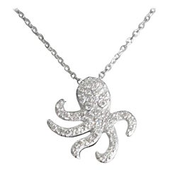 14k Gold Octopus Diamond Necklace Ocean Marine Life Jewelry