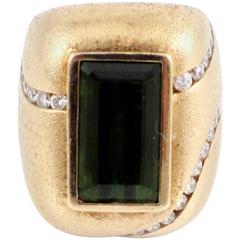 Gauthier Green Tourmaline Diamond Gold Ring