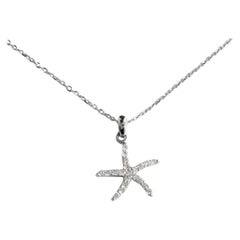 18k Gold Diamond Starfish Necklace Nautical Starfish Charm Pendant