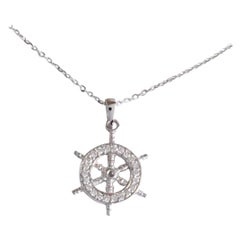 14k Gold Ship Wheel Necklace Cruse Ship Charm Pendant
