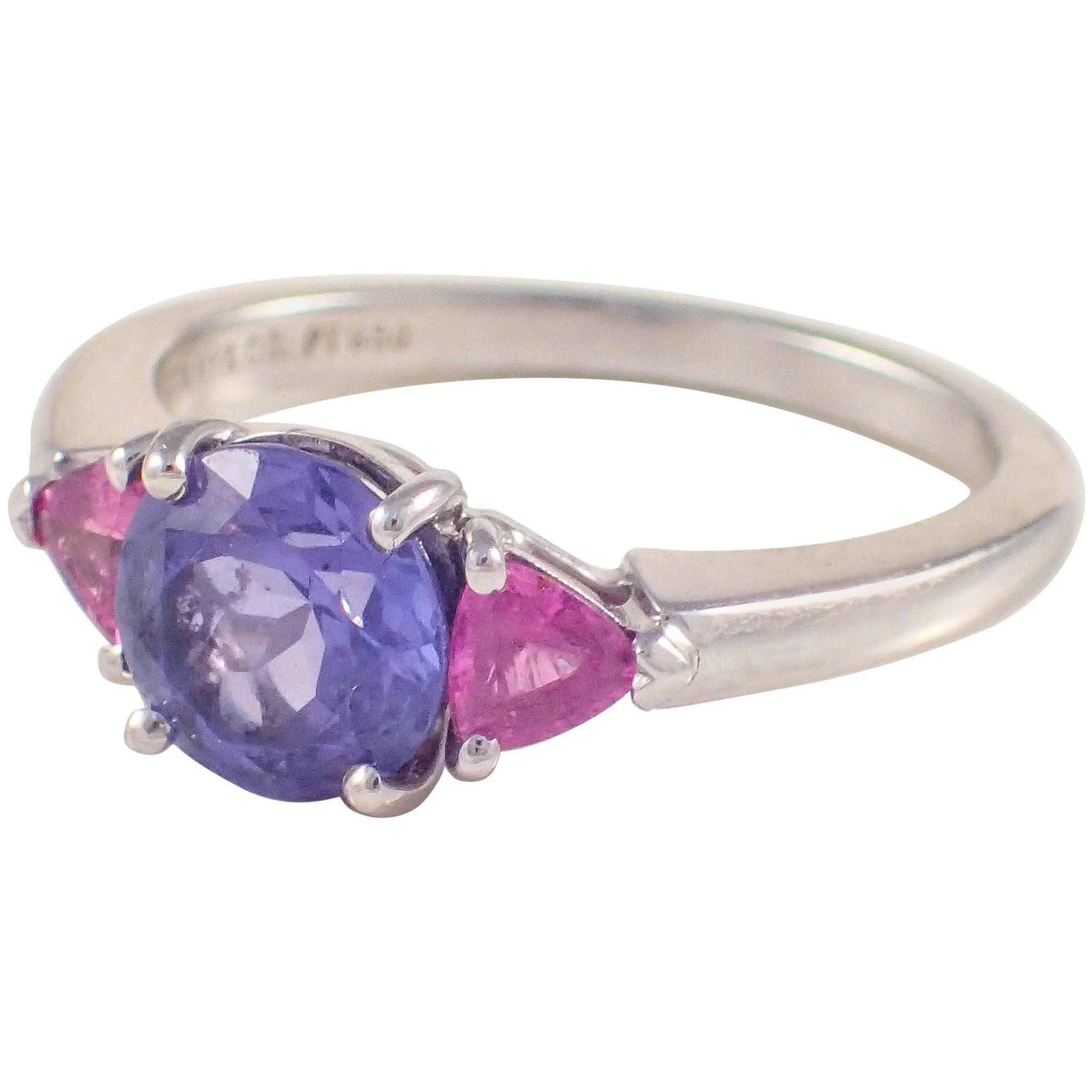 Tiffany & Co. Tanzanite Pink Sapphire Platinum Ring  For Sale