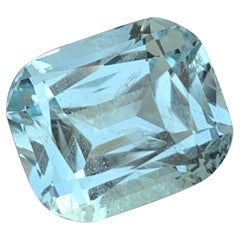 Exquisite Meeresblauer Aquamarin im Kissenschliff 5,45 Karat Edelstein-Ringschmuck