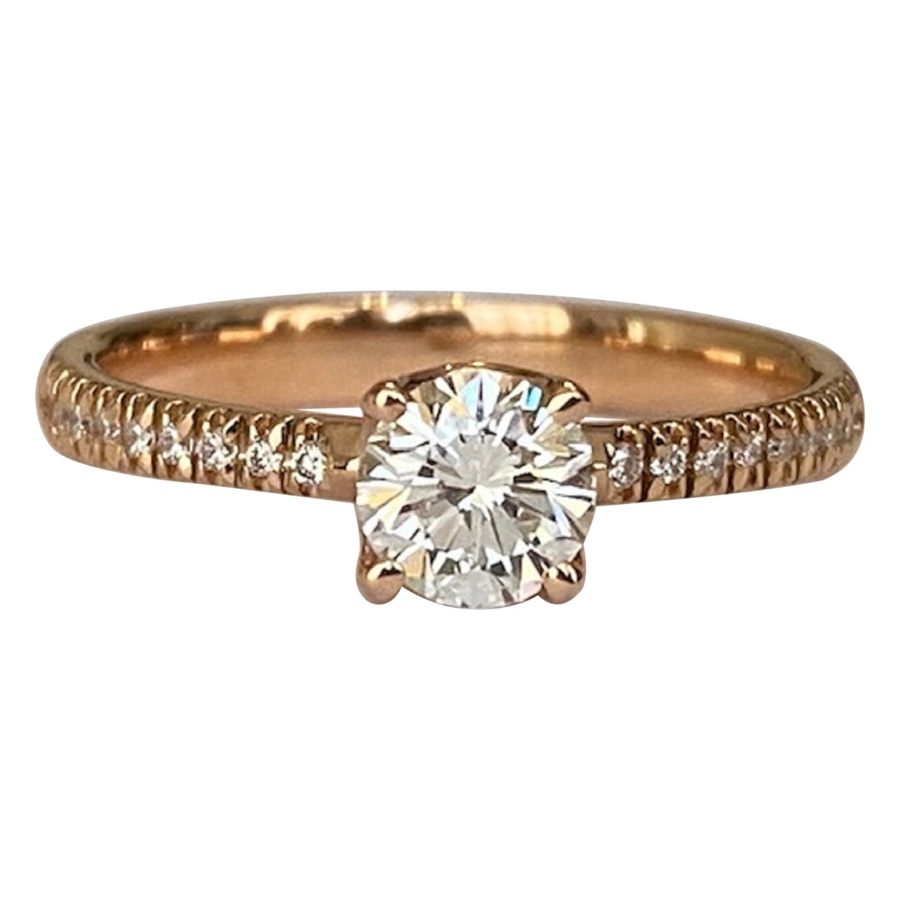 ALGT Certified 18 kt. Pink gold - Ring - 0.50 ct Diamond and side diamonds For Sale