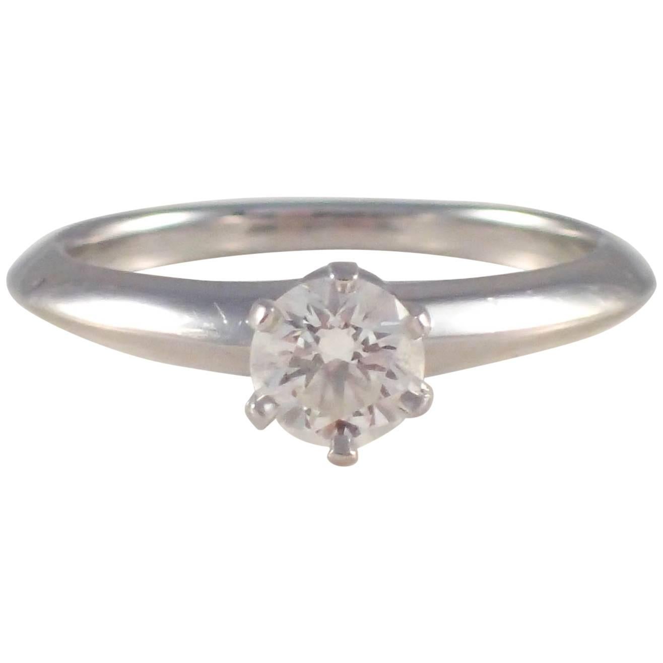 Tiffany & Co. Diamond Platinum Solitaire Engagement Ring  For Sale