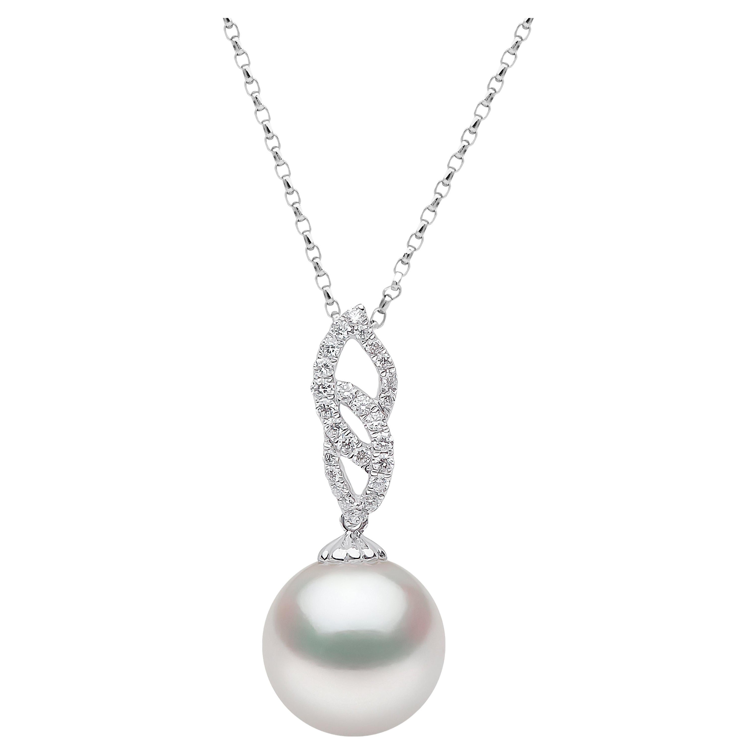 Yoko London Pendentif en or blanc 18 carats avec perles des mers du Sud et diamants