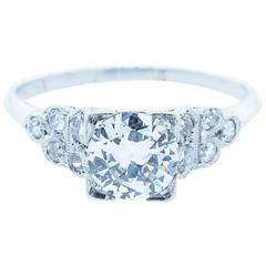 Antique Alluring Art Deco Diamond Platinum Engagement Ring