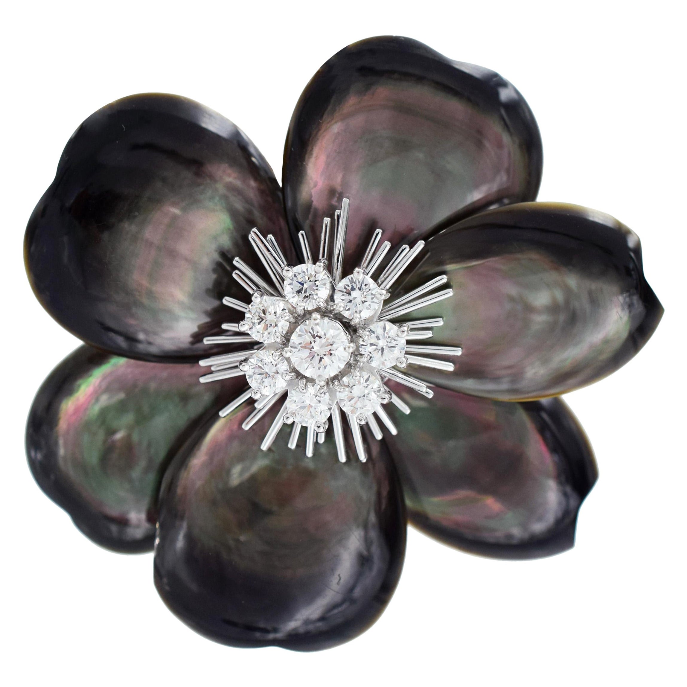 Van Cleef & Arpels Black Mother-Of-Pearl ‘Rose de Noel’ For Sale