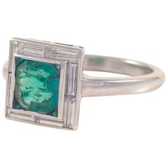 Emerald Diamond Platinum Ring