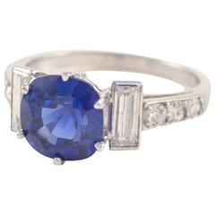 Sapphire Diamond Platinum Ring