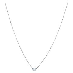 0.25 Carat Bezel Set Diamond Pendant Necklace, 14 Karat White Gold