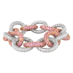 Alexander Beverly Hills Bracelet de 53,30ct Diamond & Pink Sapphire Chain Pave 18k