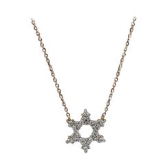 Antique 18k Gold Star of David Diamond Necklace Religious Star Diamond Jewish Gift