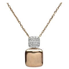 18k Gold Diamond Charm Pendant Necklace Lucky Pillow Charm Necklace