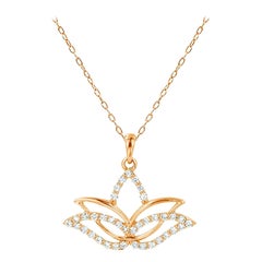 14k Gold Diamond Lotus Necklace Minimalist Spiritual Lotus Necklace