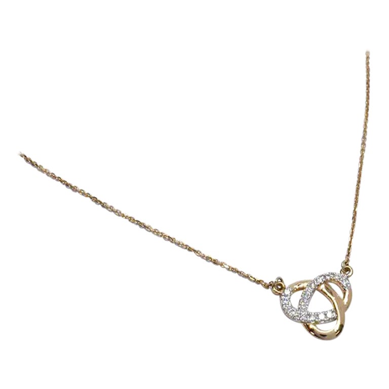 18k Gold Diamond Love Knot Necklace Bride Necklace For Sale