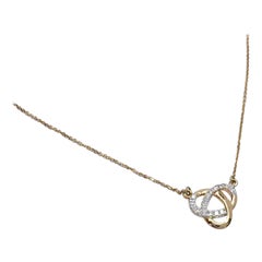 18k Gold Diamond Love Knot Necklace Bride Necklace